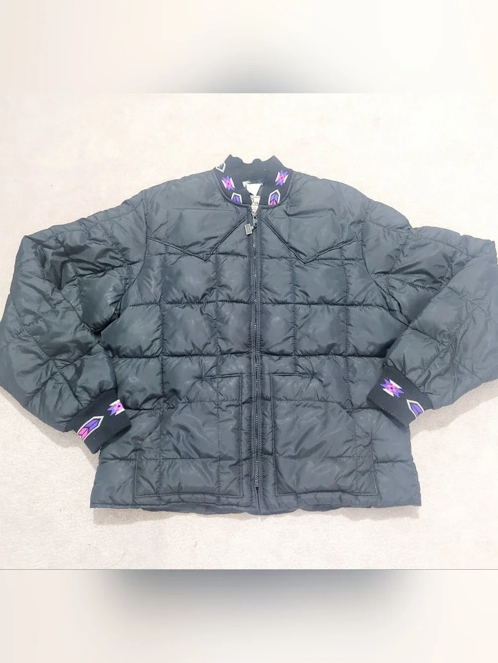 Vintage Walls Blizzard-Pruf USA Insulated Puffer Jacket XL Western Aztec Trim